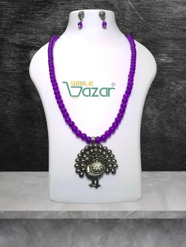 Ethnic_Big_Pendant_Artificial_Oxidised_Necklace_Set__for_Girls_&_Women_-_VIOLET