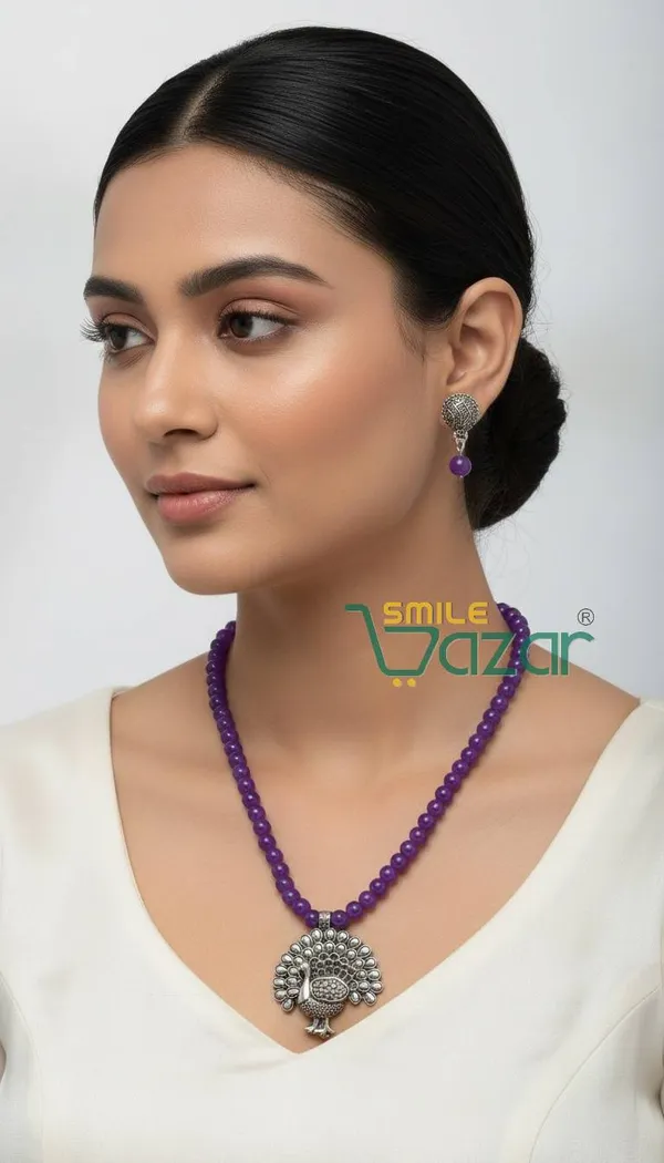 Ethnic_Big_Pendant_Artificial_Oxidised_Necklace_Set__for_Girls_&_Women_-_VIOLET