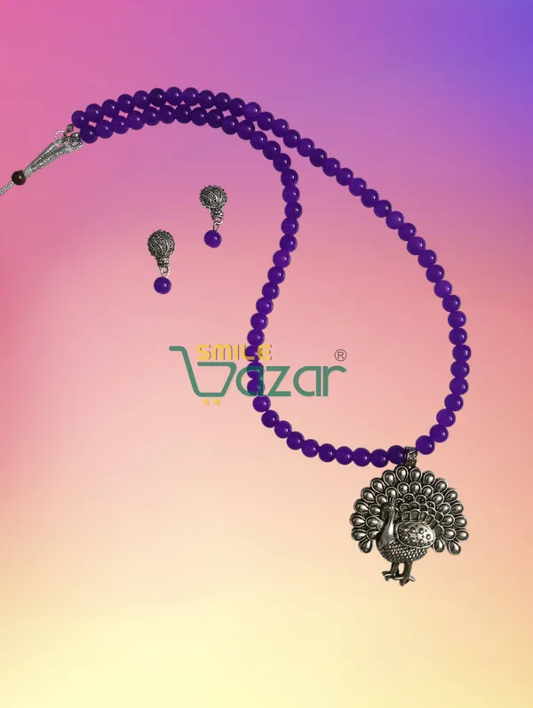 Ethnic_Big_Pendant_Artificial_Oxidised_Necklace_Set__for_Girls_&_Women_-_VIOLET