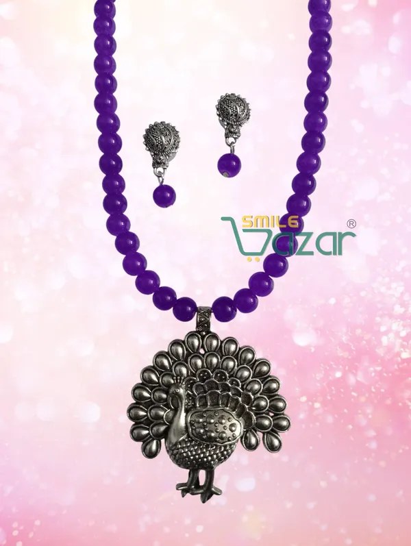Ethnic_Big_Pendant_Artificial_Oxidised_Necklace_Set__for_Girls_&_Women_-_VIOLET