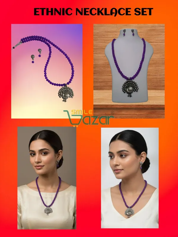Ethnic_Big_Pendant_Artificial_Oxidised_Necklace_Set__for_Girls_&_Women_-_VIOLET