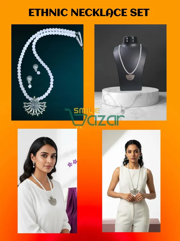 Ethnic_Big_Pendant_Artificial_Oxidised_Necklace_Set__for_Girls_&_Women_-_WHITE
