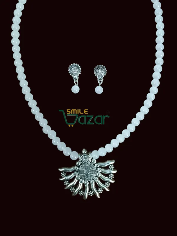 Ethnic_Big_Pendant_Artificial_Oxidised_Necklace_Set__for_Girls_&_Women_-_WHITE