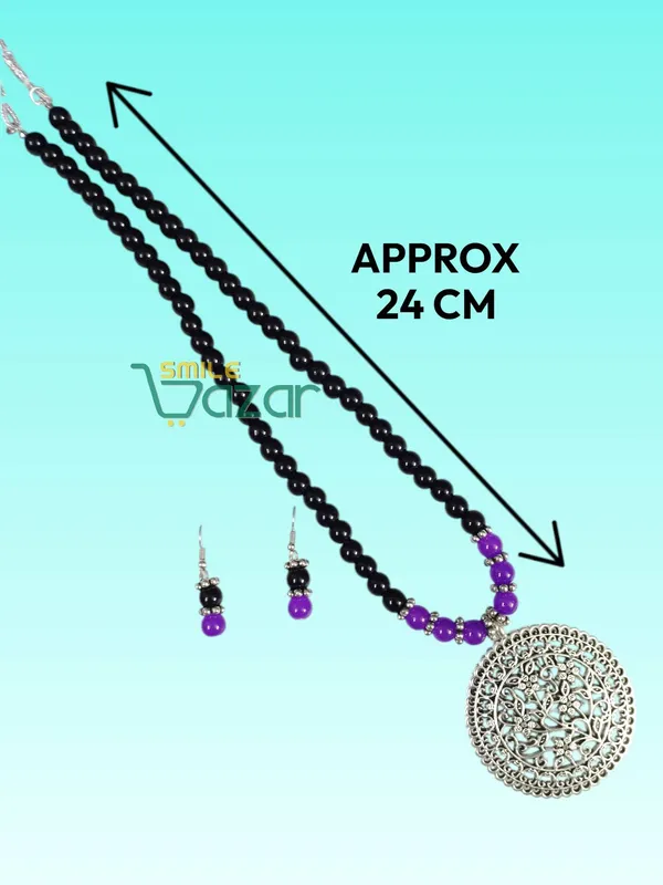 Ethnic_Big_Pendant_Artificial_Oxidised_Necklace_Set__for_Girls_&_Women_-__BLACK_&_VIOLET