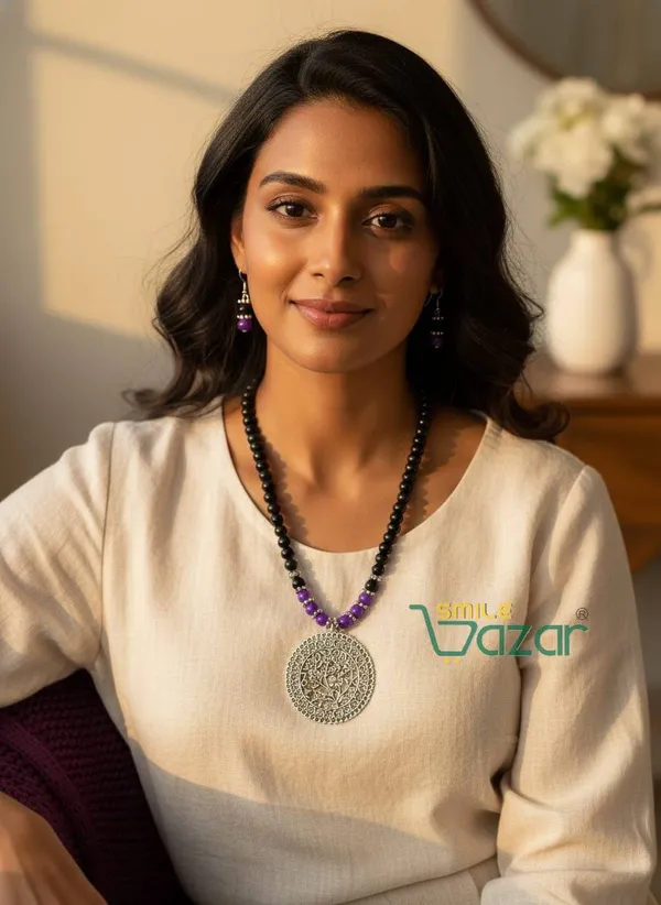 Ethnic_Big_Pendant_Artificial_Oxidised_Necklace_Set__for_Girls_&_Women_-__BLACK_&_VIOLET