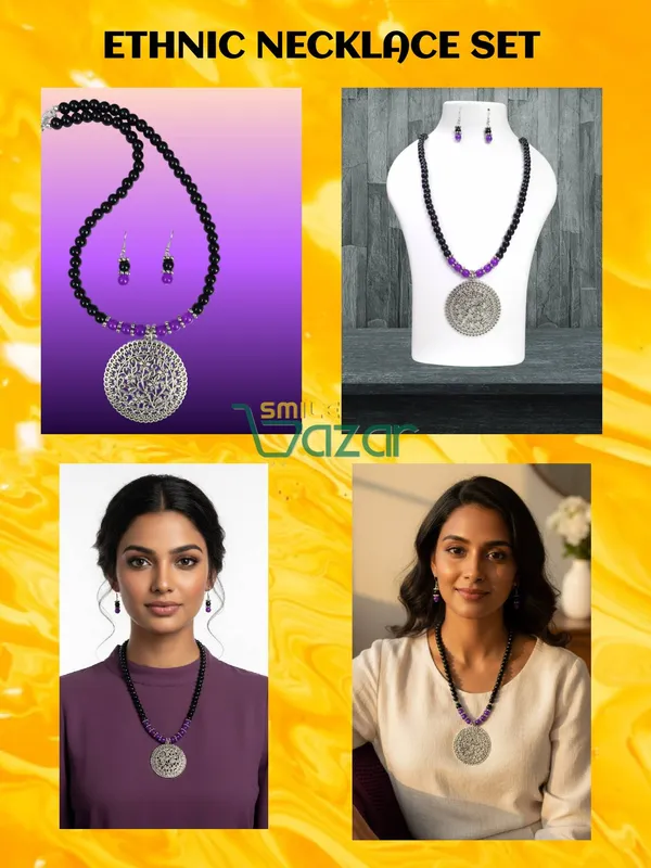 Ethnic_Big_Pendant_Artificial_Oxidised_Necklace_Set__for_Girls_&_Women_-__BLACK_&_VIOLET