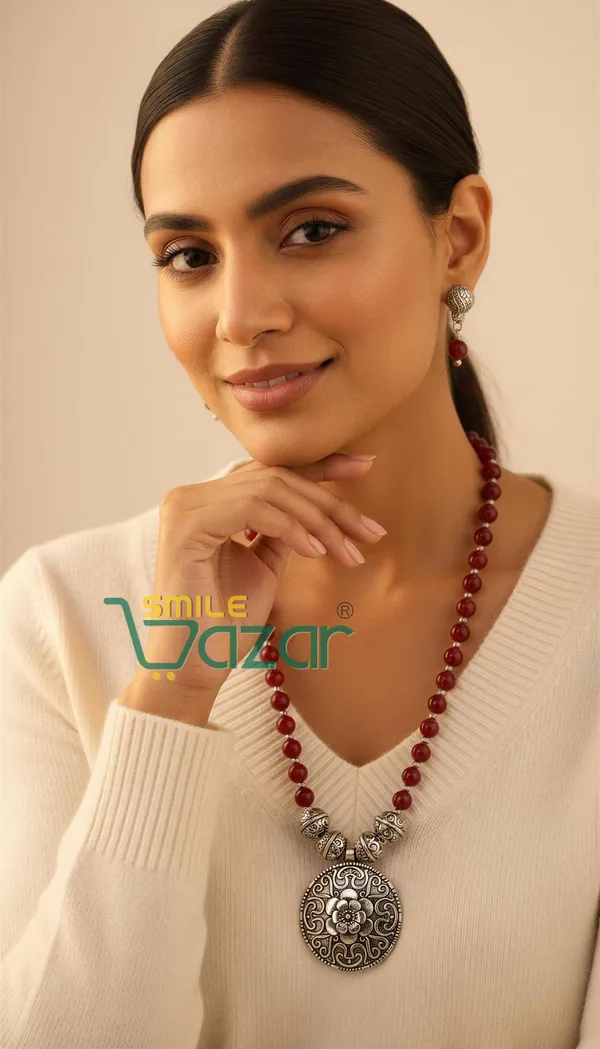 Ethnic_Big_Pendant_Artificial_Oxidised_Necklace_Set__for_Girls_&_Women_-__MAROON
