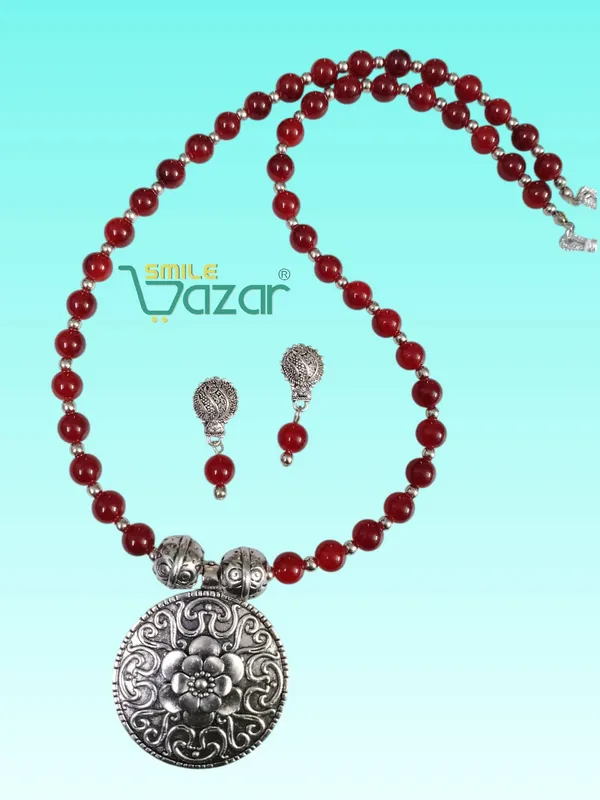 Ethnic_Big_Pendant_Artificial_Oxidised_Necklace_Set__for_Girls_&_Women_-__MAROON