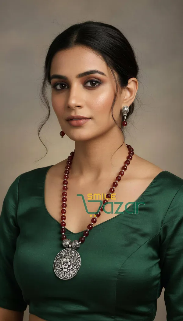 Ethnic_Big_Pendant_Artificial_Oxidised_Necklace_Set__for_Girls_&_Women_-__MAROON