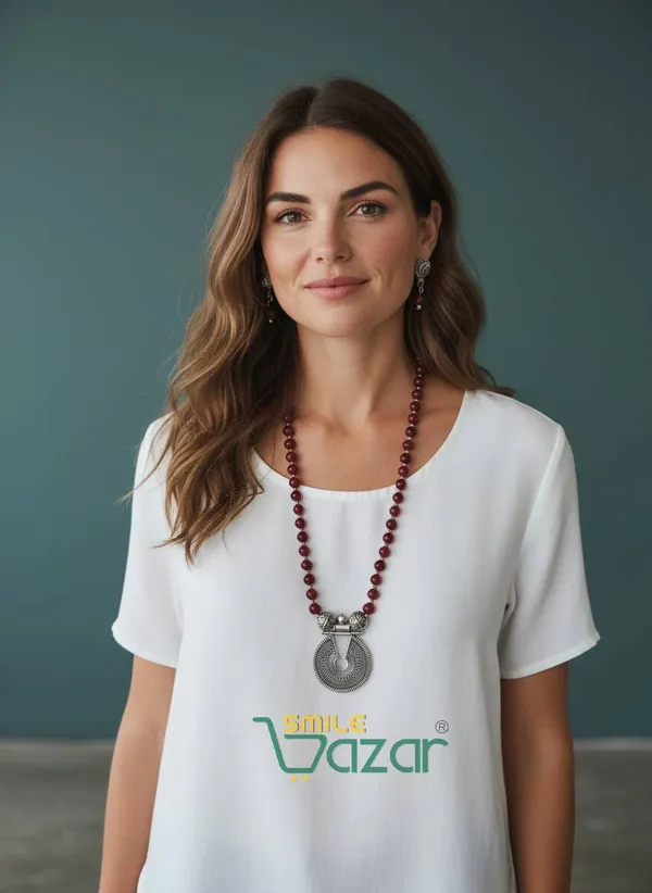 Ethnic_Big_Pendant_Artificial_Oxidised_Necklace_Set__for_Girls_&_Women_-___MAROON
