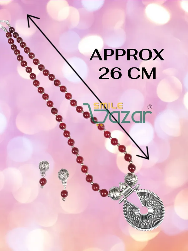 Ethnic_Big_Pendant_Artificial_Oxidised_Necklace_Set__for_Girls_&_Women_-___MAROON