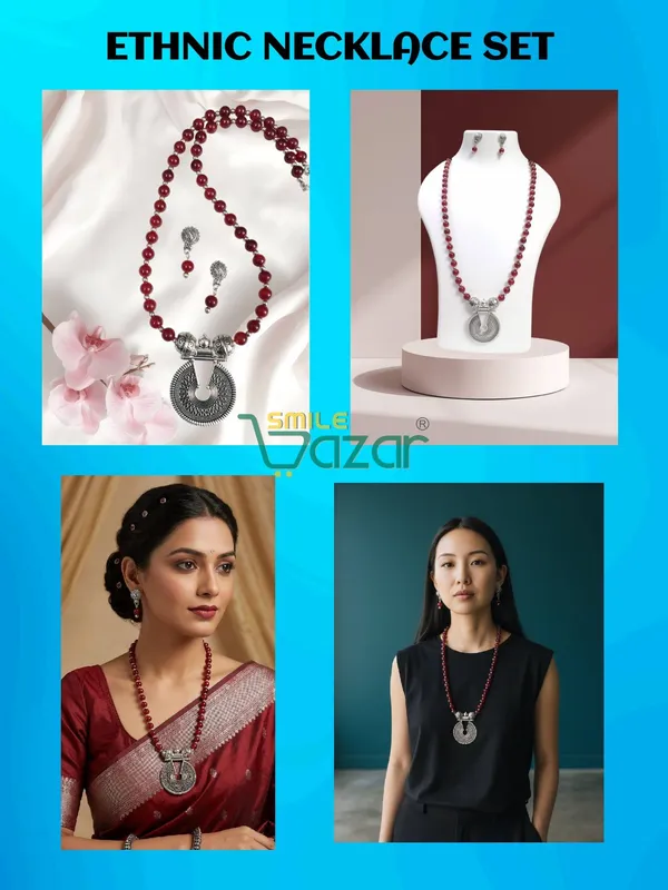 Ethnic_Big_Pendant_Artificial_Oxidised_Necklace_Set__for_Girls_&_Women_-___MAROON