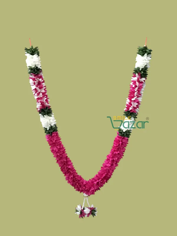 Fabric_Petals_Garland_For_Photo_Frame_Mala_Handmade_And_God_Idol_Mala_Haar_For_Loved_One_(_MAGENTA_,_23_Inch)