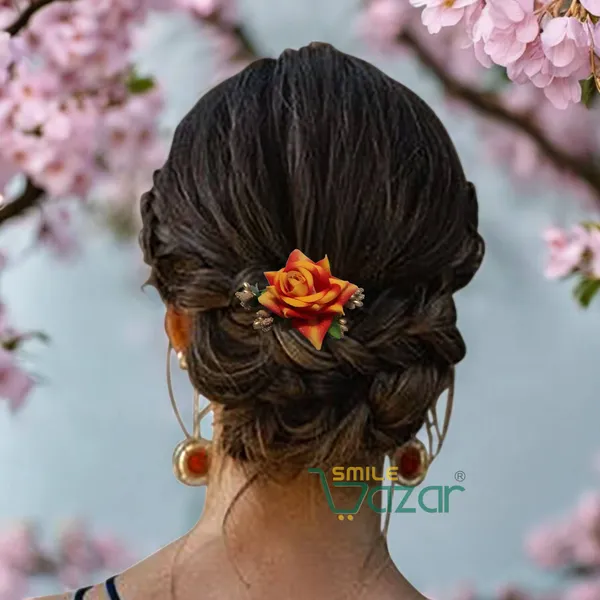 Floral_Hair_Comb_Hair_Clip_Hair_Accessories_For_Women_And_Girls_-_Big_6_Cm___Red_And_Yellow_Color_Rose_-_1_Pc