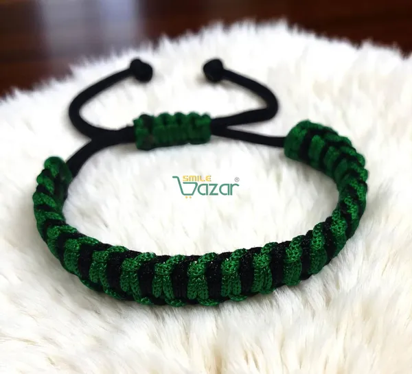 GREEN_AND_BLACK_COLOUR_HANDMADE__BRACELET_ADJUSTABLE_WRISTBAND_BRACELET_FRIENDSHIP_BAND_FOR_WOMEN_AND_MEN_SKIN_FRIENDLY