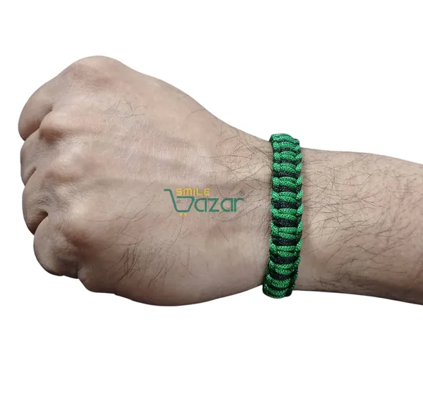 GREEN_AND_BLACK_COLOUR_HANDMADE__BRACELET_ADJUSTABLE_WRISTBAND_BRACELET_FRIENDSHIP_BAND_FOR_WOMEN_AND_MEN_SKIN_FRIENDLY