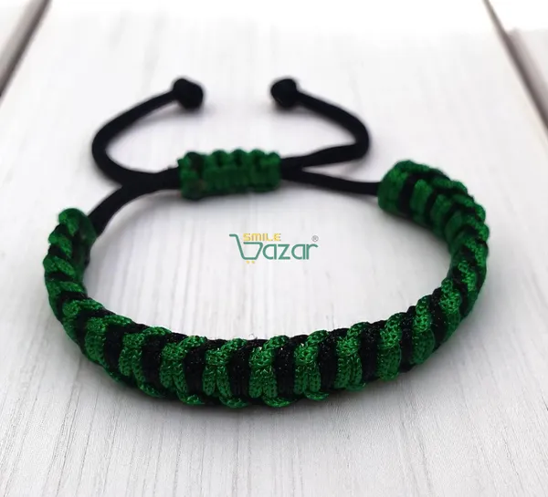 GREEN_AND_BLACK_COLOUR_HANDMADE__BRACELET_ADJUSTABLE_WRISTBAND_BRACELET_FRIENDSHIP_BAND_FOR_WOMEN_AND_MEN_SKIN_FRIENDLY