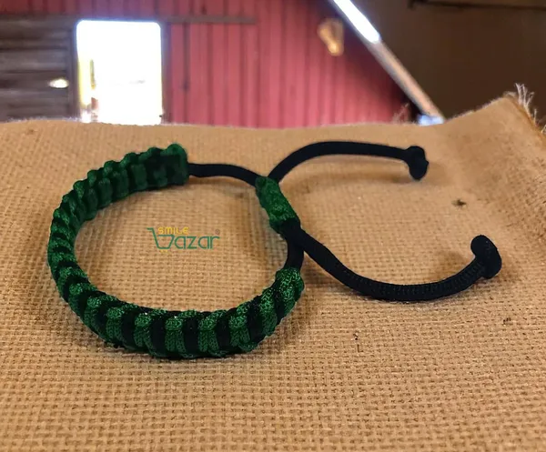 GREEN_AND_BLACK_COLOUR_HANDMADE__BRACELET_ADJUSTABLE_WRISTBAND_BRACELET_FRIENDSHIP_BAND_FOR_WOMEN_AND_MEN_SKIN_FRIENDLY