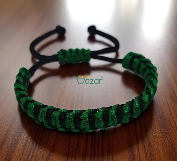 GREEN_AND_BLACK_COLOUR_HANDMADE__BRACELET_ADJUSTABLE_WRISTBAND_BRACELET_FRIENDSHIP_BAND_FOR_WOMEN_AND_MEN_SKIN_FRIENDLY
