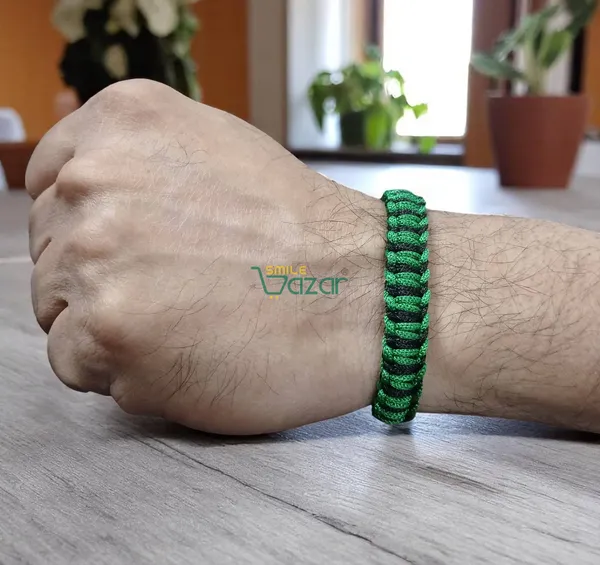 GREEN_AND_BLACK_COLOUR_HANDMADE__BRACELET_ADJUSTABLE_WRISTBAND_BRACELET_FRIENDSHIP_BAND_FOR_WOMEN_AND_MEN_SKIN_FRIENDLY
