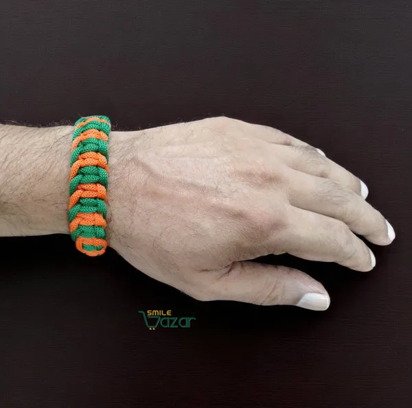 GREEN_AND_ORANGE_HANDMADE__BRACELET_ADJUSTABLE_WRISTBAND_BRACELET_FRIENDSHIP_BAND_FOR_WOMEN_AND_MEN_SKIN_FRIENDLY