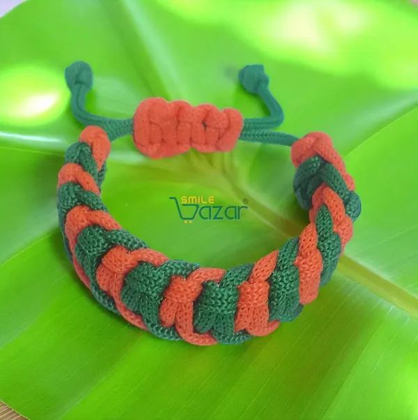 GREEN_AND_ORANGE_HANDMADE__BRACELET_ADJUSTABLE_WRISTBAND_BRACELET_FRIENDSHIP_BAND_FOR_WOMEN_AND_MEN_SKIN_FRIENDLY
