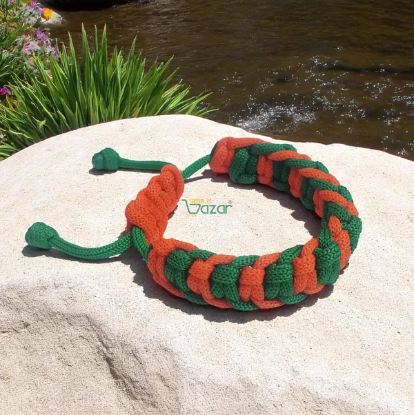 GREEN_AND_ORANGE_HANDMADE__BRACELET_ADJUSTABLE_WRISTBAND_BRACELET_FRIENDSHIP_BAND_FOR_WOMEN_AND_MEN_SKIN_FRIENDLY