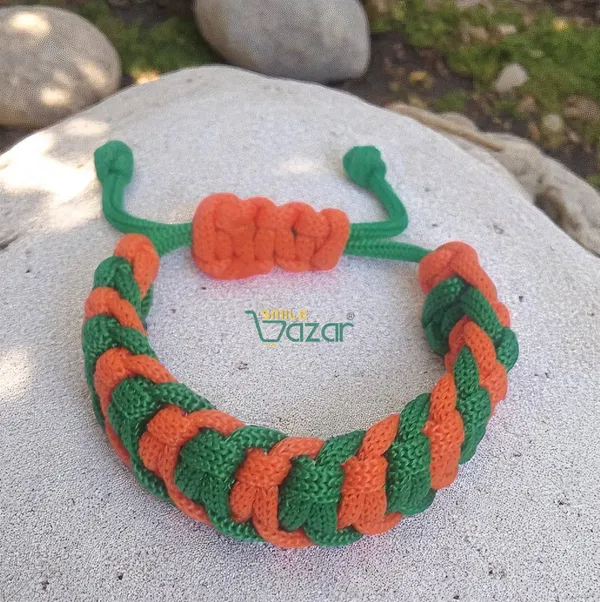 GREEN_AND_ORANGE_HANDMADE__BRACELET_ADJUSTABLE_WRISTBAND_BRACELET_FRIENDSHIP_BAND_FOR_WOMEN_AND_MEN_SKIN_FRIENDLY