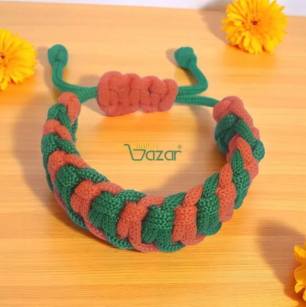 GREEN_AND_ORANGE_HANDMADE__BRACELET_ADJUSTABLE_WRISTBAND_BRACELET_FRIENDSHIP_BAND_FOR_WOMEN_AND_MEN_SKIN_FRIENDLY
