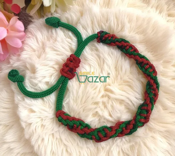 GREEN_AND_RED_COLOUR_HANDMADE__BRACELET_ADJUSTABLE_WRISTBAND_BRACELET_FRIENDSHIP_BAND_FOR_WOMEN_AND_MEN_SKIN_FRIENDLY_