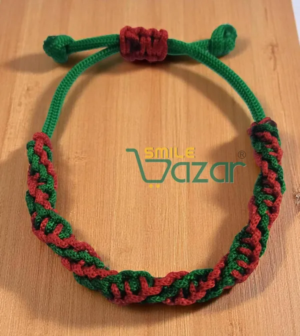 GREEN_AND_RED_COLOUR_HANDMADE__BRACELET_ADJUSTABLE_WRISTBAND_BRACELET_FRIENDSHIP_BAND_FOR_WOMEN_AND_MEN_SKIN_FRIENDLY_