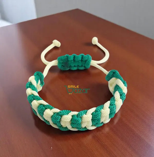 GREEN_&_OFF_WHITE_-_HANDMADE__BRACELET_ADJUSTABLE_WRISTBAND_BRACELET_FRIENDSHIP_BAND_FOR_WOMEN_AND_MEN_SKIN_FRIENDLY