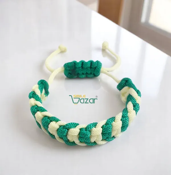 GREEN_&_OFF_WHITE_-_HANDMADE__BRACELET_ADJUSTABLE_WRISTBAND_BRACELET_FRIENDSHIP_BAND_FOR_WOMEN_AND_MEN_SKIN_FRIENDLY