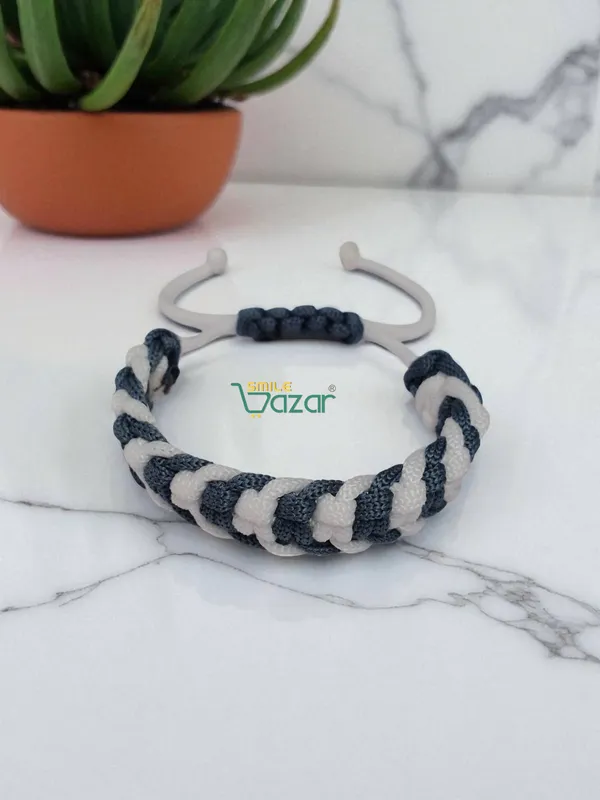 GREY_AND_WHITE_HANDMADE__BRACELET_ADJUSTABLE_WRISTBAND_BRACELET_FRIENDSHIP_BAND_FOR_WOMEN_AND_MEN_SKIN_FRIENDLY_