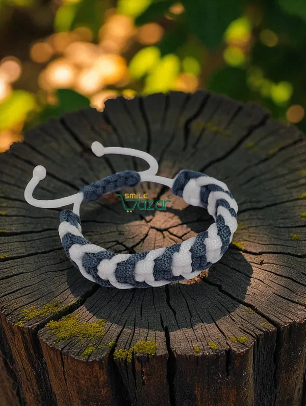 GREY_AND_WHITE_HANDMADE__BRACELET_ADJUSTABLE_WRISTBAND_BRACELET_FRIENDSHIP_BAND_FOR_WOMEN_AND_MEN_SKIN_FRIENDLY_
