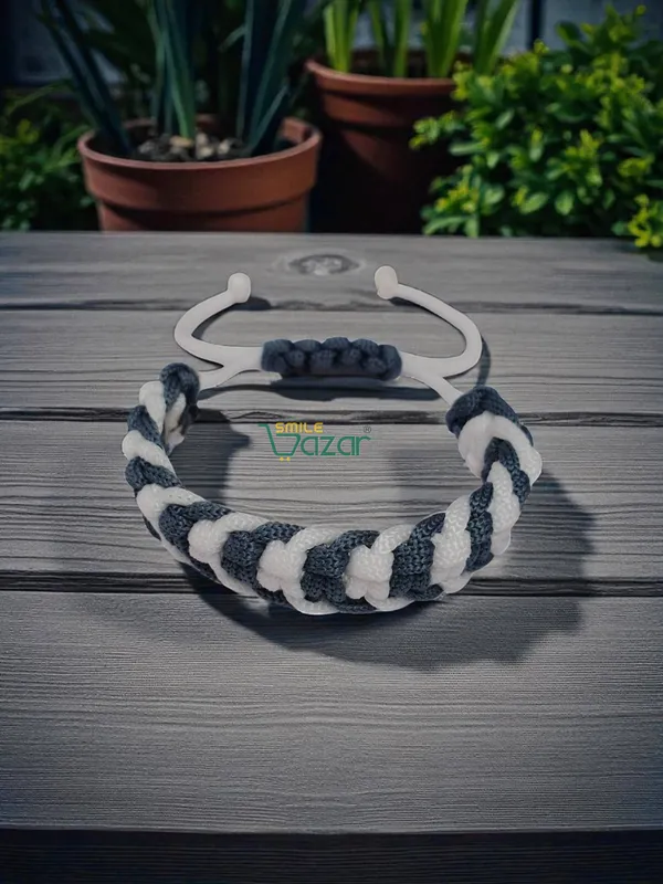 GREY_AND_WHITE_HANDMADE__BRACELET_ADJUSTABLE_WRISTBAND_BRACELET_FRIENDSHIP_BAND_FOR_WOMEN_AND_MEN_SKIN_FRIENDLY_