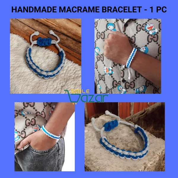 Handmade__Bracelet_Adjustable_Wristband_Bracelet_Friendship_Band_For_All_Skin_Friendly_-_Blue_And_White