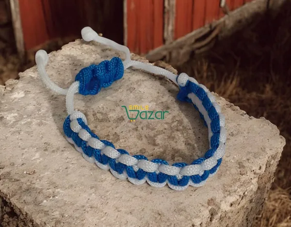 Handmade__Bracelet_Adjustable_Wristband_Bracelet_Friendship_Band_For_All_Skin_Friendly_-_Blue_And_White