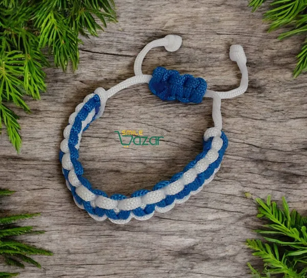 Handmade__Bracelet_Adjustable_Wristband_Bracelet_Friendship_Band_For_All_Skin_Friendly_-_Blue_And_White
