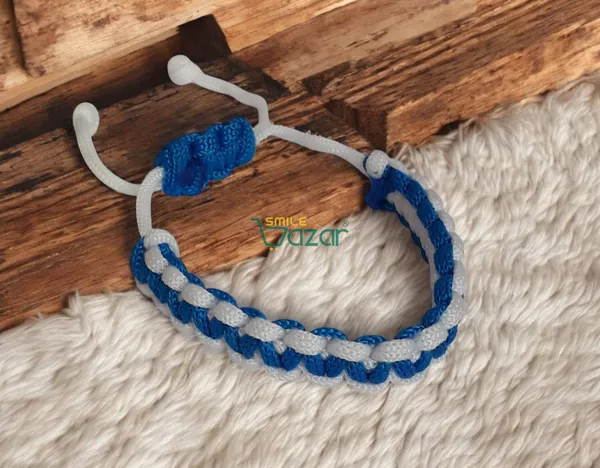 Handmade__Bracelet_Adjustable_Wristband_Bracelet_Friendship_Band_For_All_Skin_Friendly_-_Blue_And_White