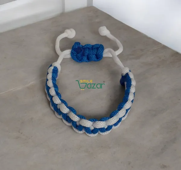 Handmade__Bracelet_Adjustable_Wristband_Bracelet_Friendship_Band_For_All_Skin_Friendly_-_Blue_And_White