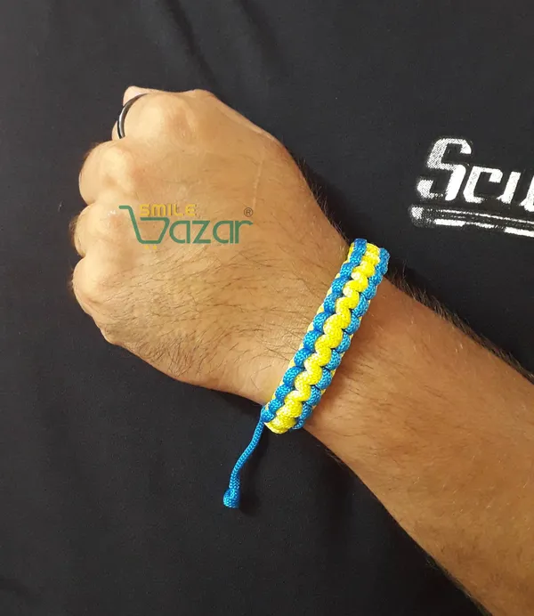 Handmade__Bracelet_Adjustable_Wristband_Bracelet_Friendship_Band_For_All_Skin_Friendly_-_Blue_And_Yellow