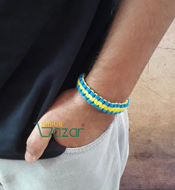 Handmade__Bracelet_Adjustable_Wristband_Bracelet_Friendship_Band_For_All_Skin_Friendly_-_Blue_And_Yellow