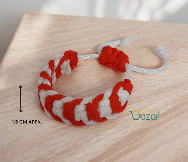 Handmade__Bracelet_Adjustable_Wristband_Bracelet_Friendship_Band_For_All_Skin_Friendly_-_Red_And_White