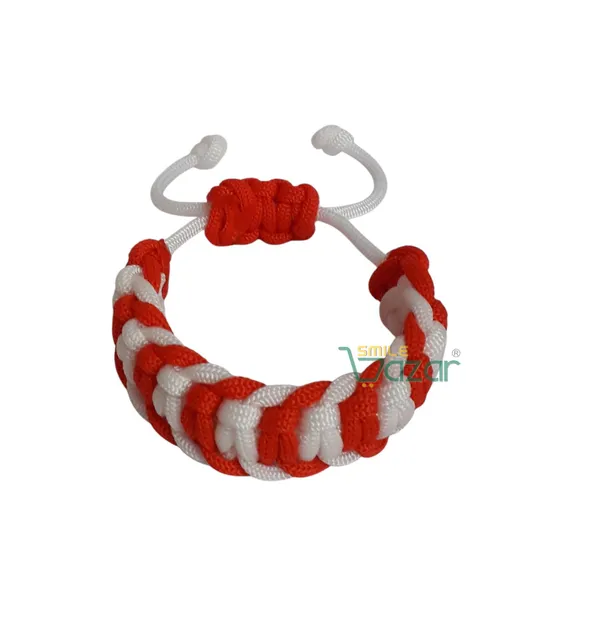 Handmade__Bracelet_Adjustable_Wristband_Bracelet_Friendship_Band_For_All_Skin_Friendly_-_Red_And_White