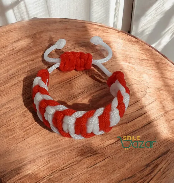 Handmade__Bracelet_Adjustable_Wristband_Bracelet_Friendship_Band_For_All_Skin_Friendly_-_Red_And_White