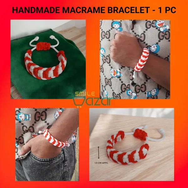 Handmade__Bracelet_Adjustable_Wristband_Bracelet_Friendship_Band_For_All_Skin_Friendly_-_Red_And_White