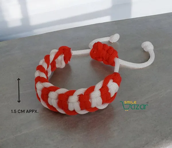 Handmade__Bracelet_Adjustable_Wristband_Bracelet_Friendship_Band_For_All_Skin_Friendly_-_Red_And_White