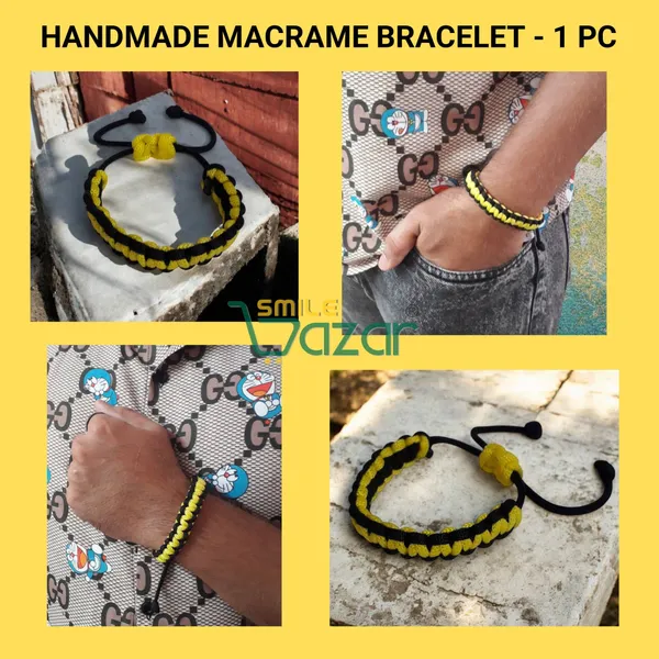 Handmade__Bracelet_Adjustable_Wristband_Bracelet_Friendship_Band_For_All_Skin_Friendly_-_Yellow_And_Black