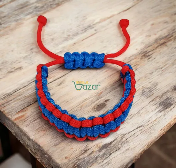 Handmade__Bracelet_Adjustable_Wristband_Bracelet_Friendship_Band_For_Women_And_Men_Skin_Friendly_-_Blue_And_Red